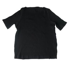 Uniqlo Womens Black Ribbed  Short Sleeve Boat Neck Top Size XL